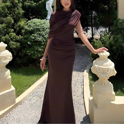 Robe crayon longue élégante – Marron foncé