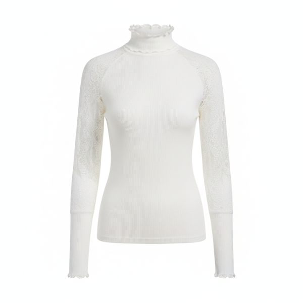Haut en Dentelle Ajournée à Manches Longues