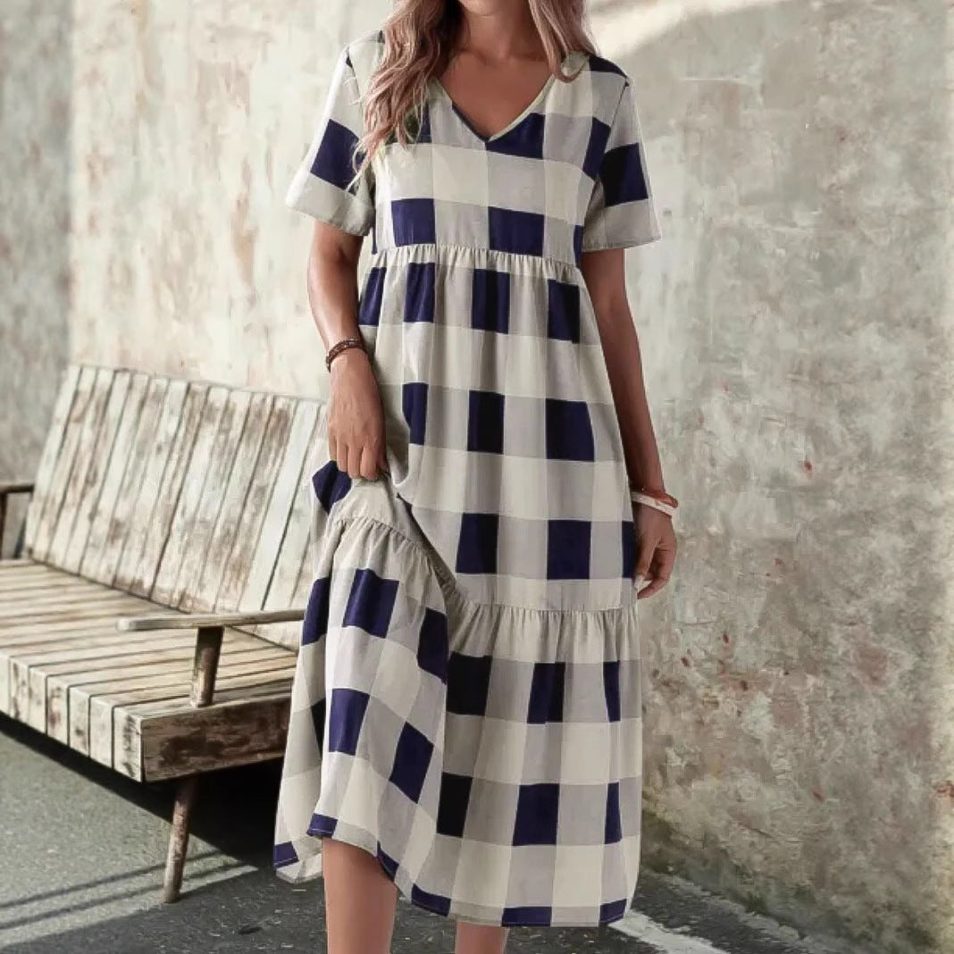 Robe longue à carreaux